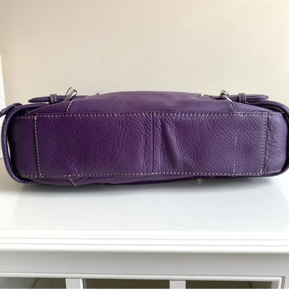 Maxx New York Signature Purple Pebbled Leather Handbag - Picture 3 of 14